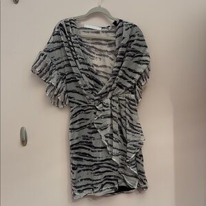 Chic Zebra Print Wrap Dress